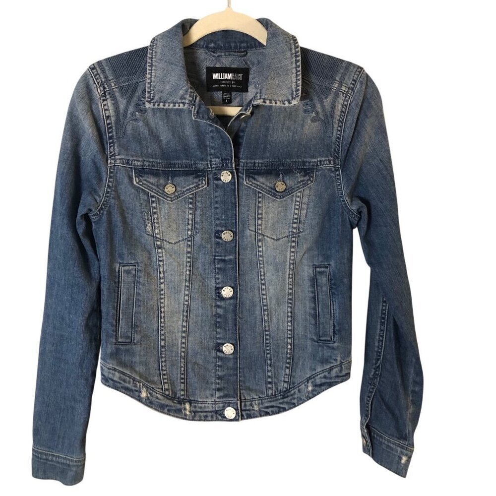 William Rast Sussex Denim Jacket Women's size S Light Blue Embroidered Western - Picture 2 of 9